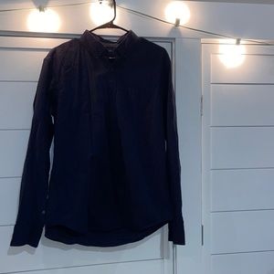 Long sleeve button up. Has black and navy stripes. Only been worn once.